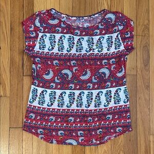 LOFT Women's Linen Boho Paisley Print Top Size S